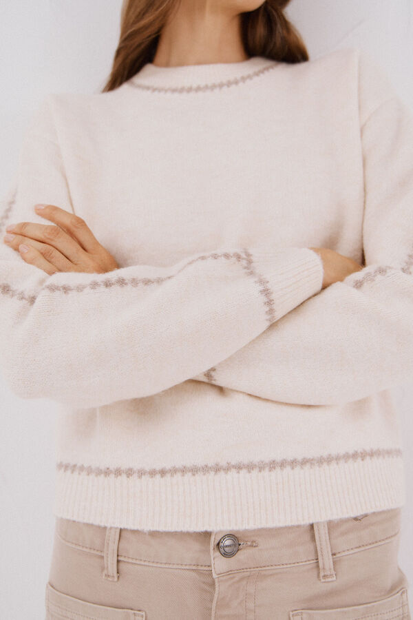 Cortefiel Jersey Perkins contrastes Marfil