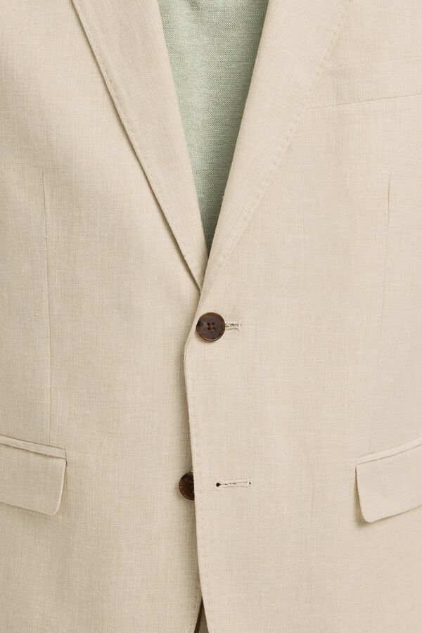 Selected Linen jacket with flap Beige