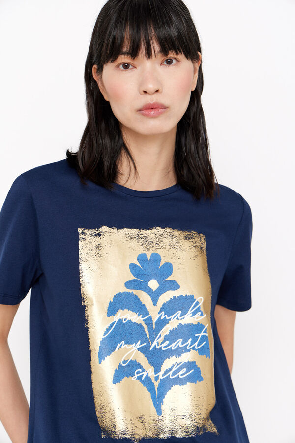 Cortefiel Camiseta estampado floral Azul marino