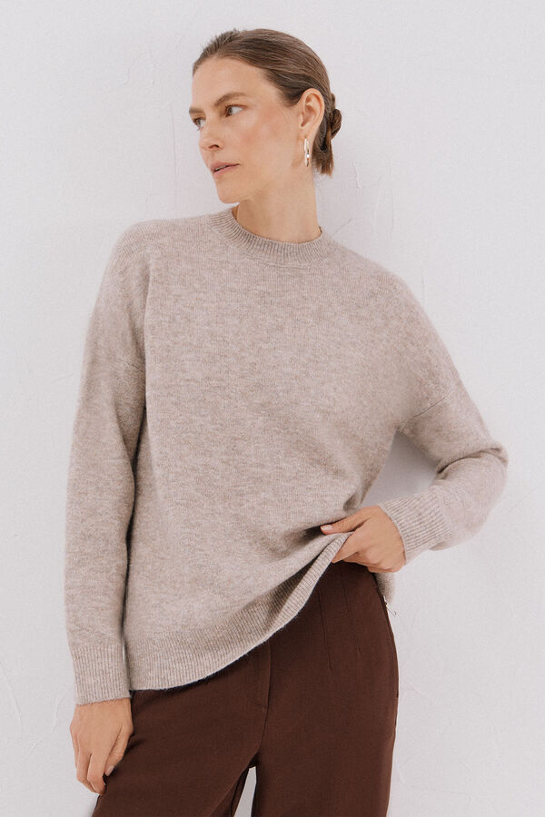 Cortefiel Striped soft feel jumper Beige