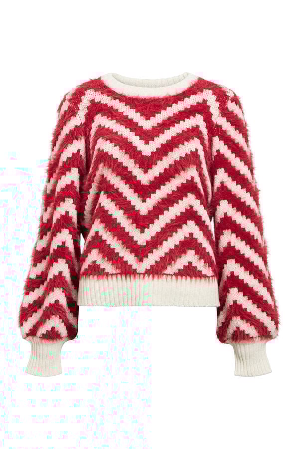 Object Jersey punto efecto pelo Estampado granate