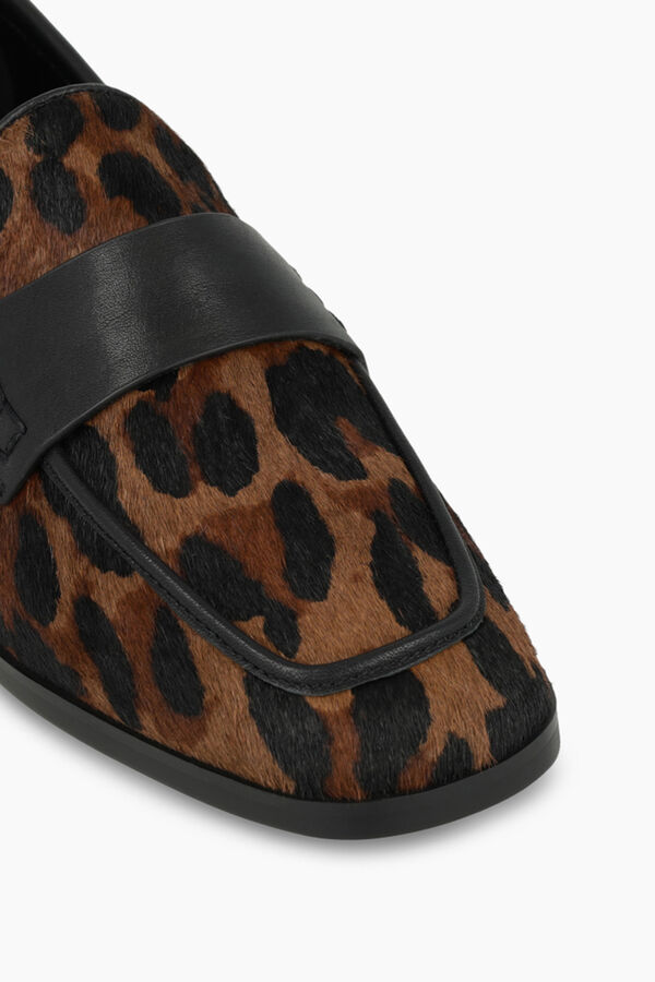 Lodi Mocasines en piel efecto animal print Estampado marr&oacute;n