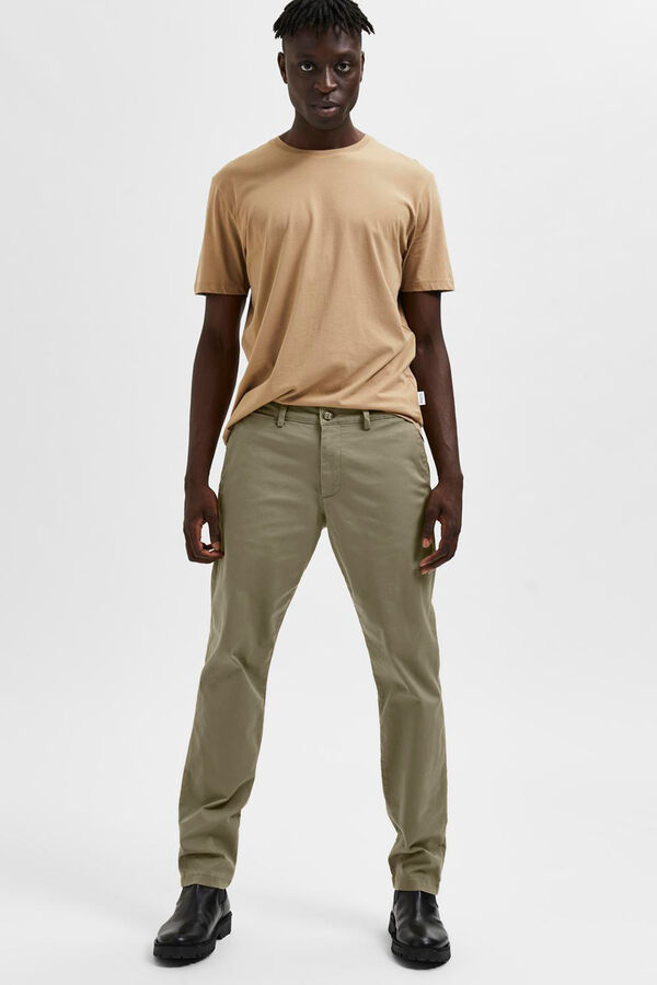 Selected Pantalón chino Slim Fit confeccionado con algodón orgánico Marrón