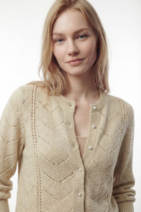 Vila Casaco de malha de malha Ecru