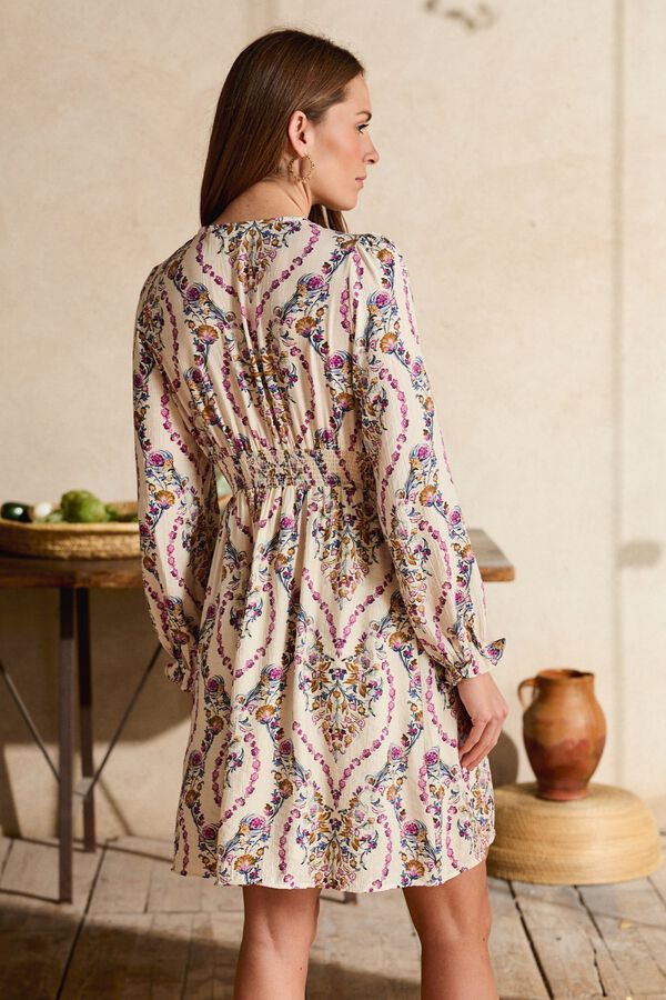 Pol&iacute;n Et Moi Vestido Adela branco Impress&atilde;o