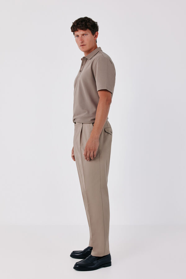 Cortefiel Ottoman structure polo shirt Brown