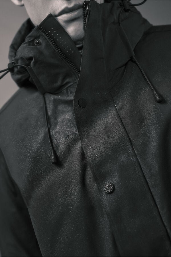 Cortefiel Hooded parka Black