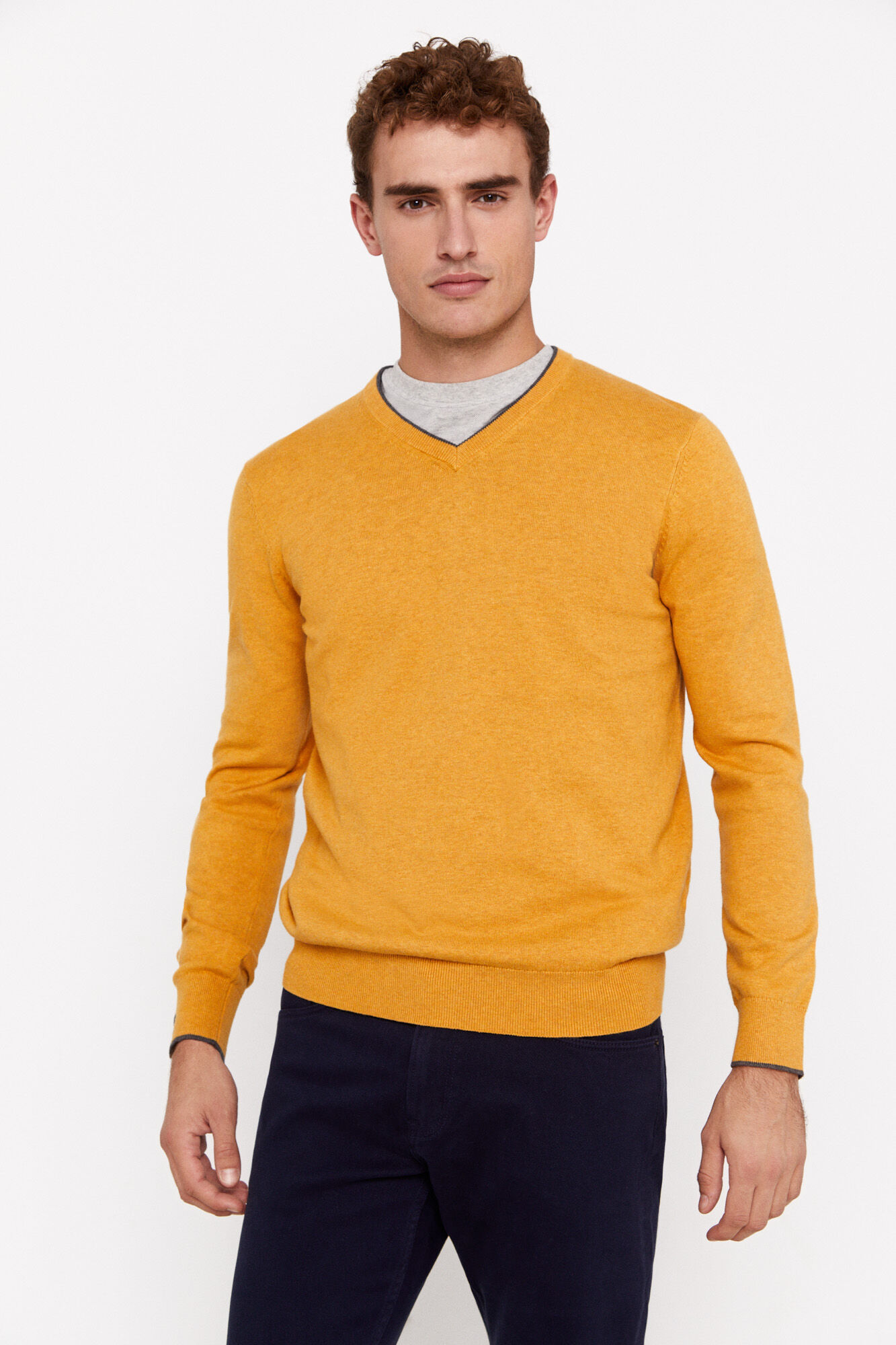 Gold v new arrivals neck jumper