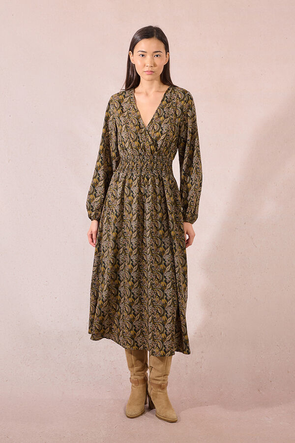 Molly Bracken Vestido longo com estampado e pregas Multicolorido
