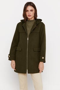 Cortefiel Hooded coat with zip Kaki
