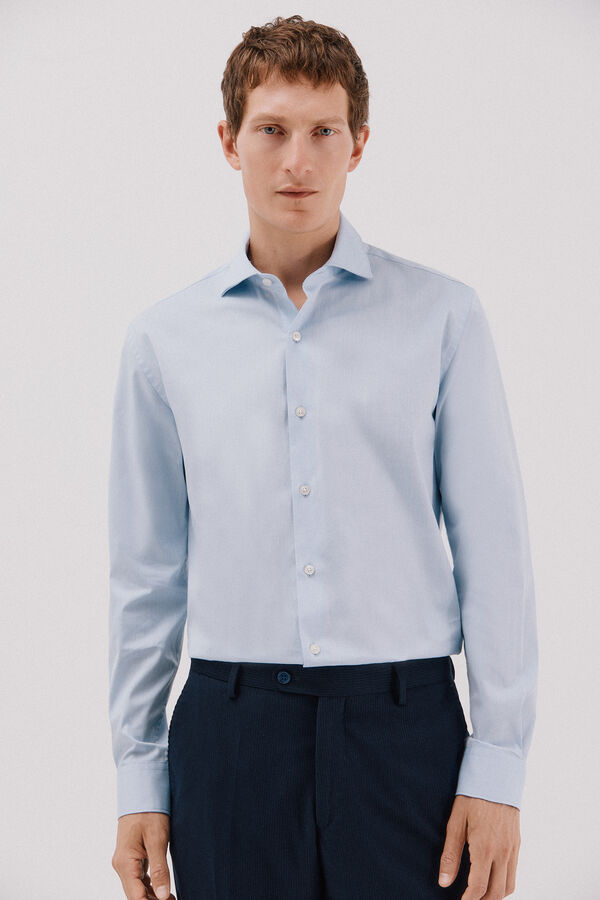 Cortefiel Plain easy-iron dress shirt Blue