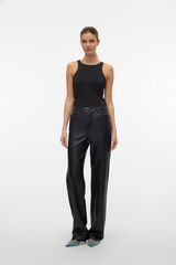 Vero Moda Calça compridas com efeito de couro  Preto