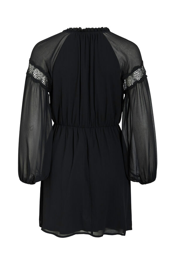 Vila Vestido curto de chiffon Preto