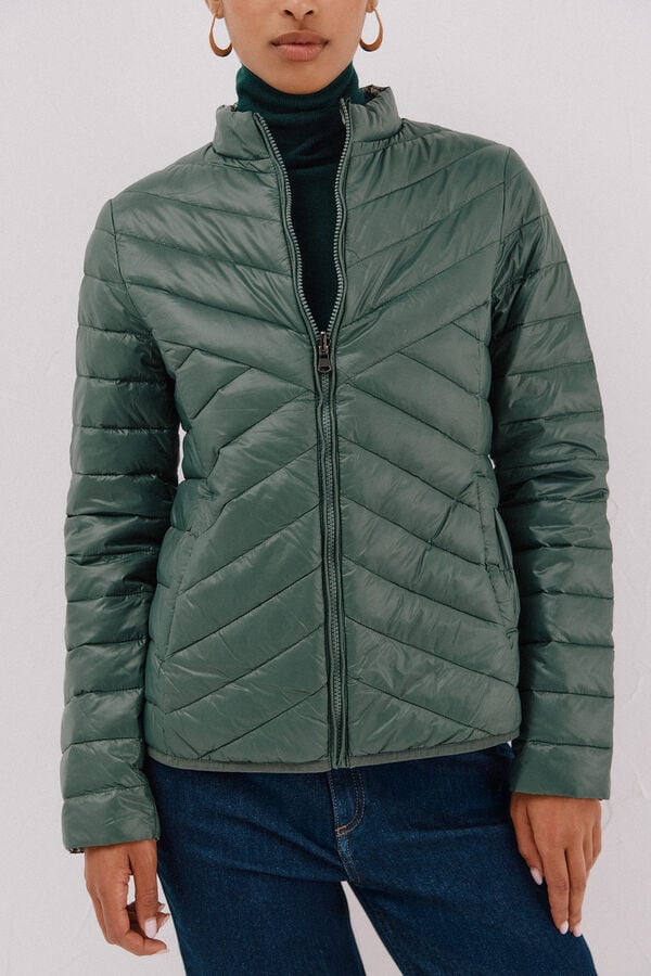 Cortefiel Reversible feather bomber jacket Green
