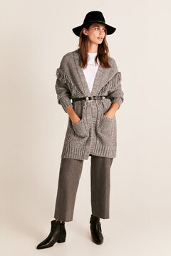 Cortefiel Fringed cardigan Gray