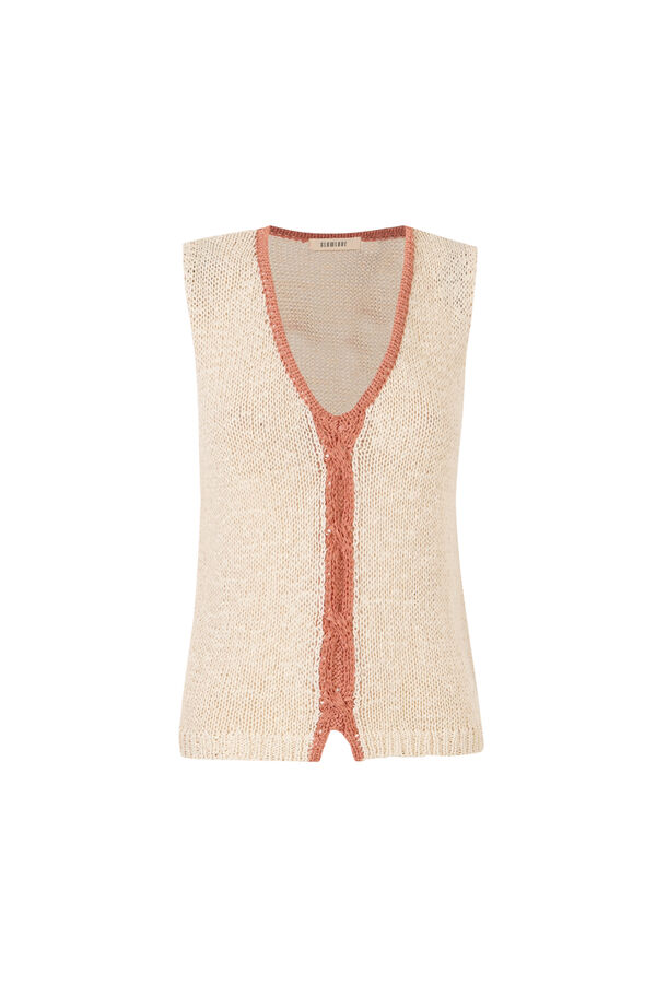 Slowlove Contrast knit top Coral
