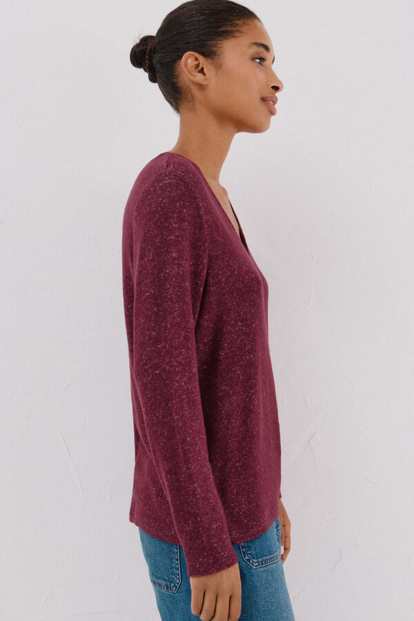Cortefiel Essential v-neck t-shirt Purple
