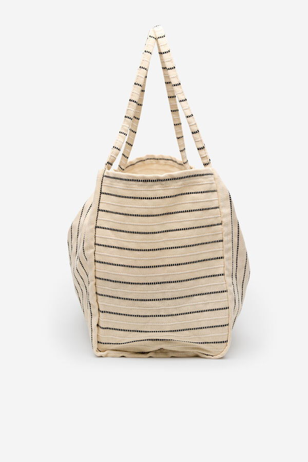 Cortefiel Striped bag  Printed white