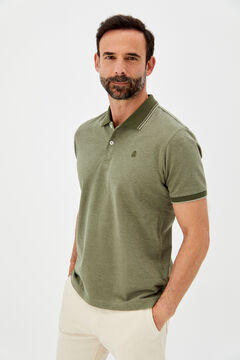 Cortefiel Plain short-sleeved Oxford polo shirt Green