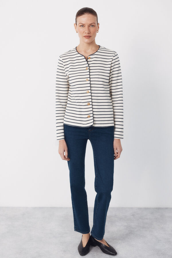 Cortefiel Rebecca piping contrast Printed white