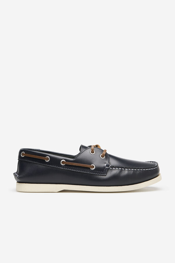 Cortefiel Zapato nautico piel Azul marino