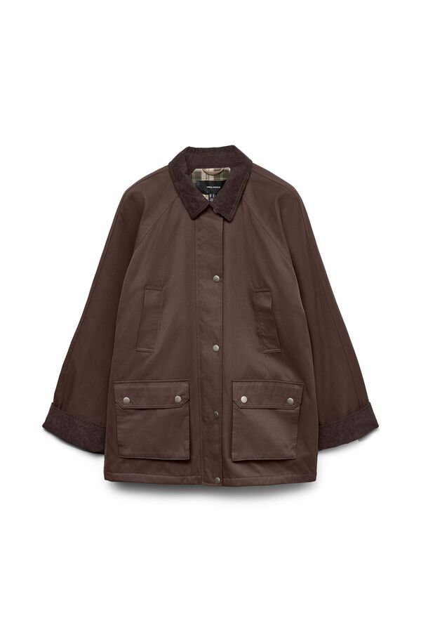 Vero Moda Parka leve com gola de bombazina Castanho
