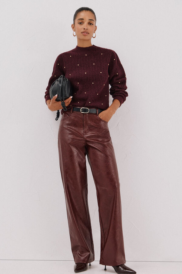 Cortefiel Jersey tachas doradas Maroon