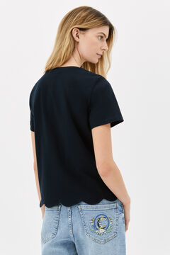 Cortefiel Camiseta bajo bordado Azul