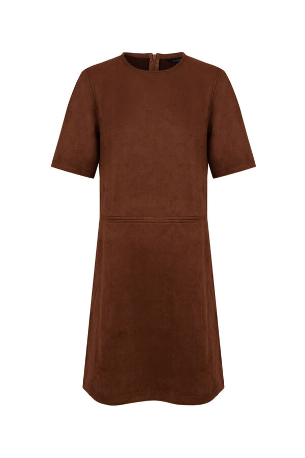 Cortefiel Vestido curto de camur&ccedil;a Tostado