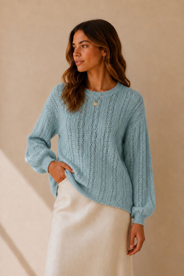 Vila Openwork knit jumper Dark green
