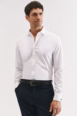 Cortefiel Camisa slim fit com abotoaduras e fácil engomar Branco