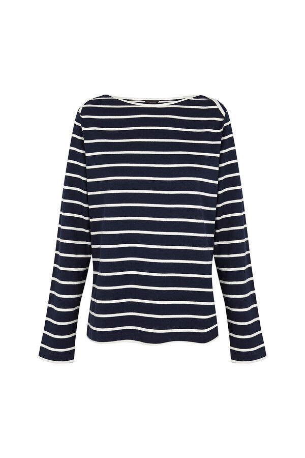 Cortefiel Camiseta com gola canoa contrastante Azul