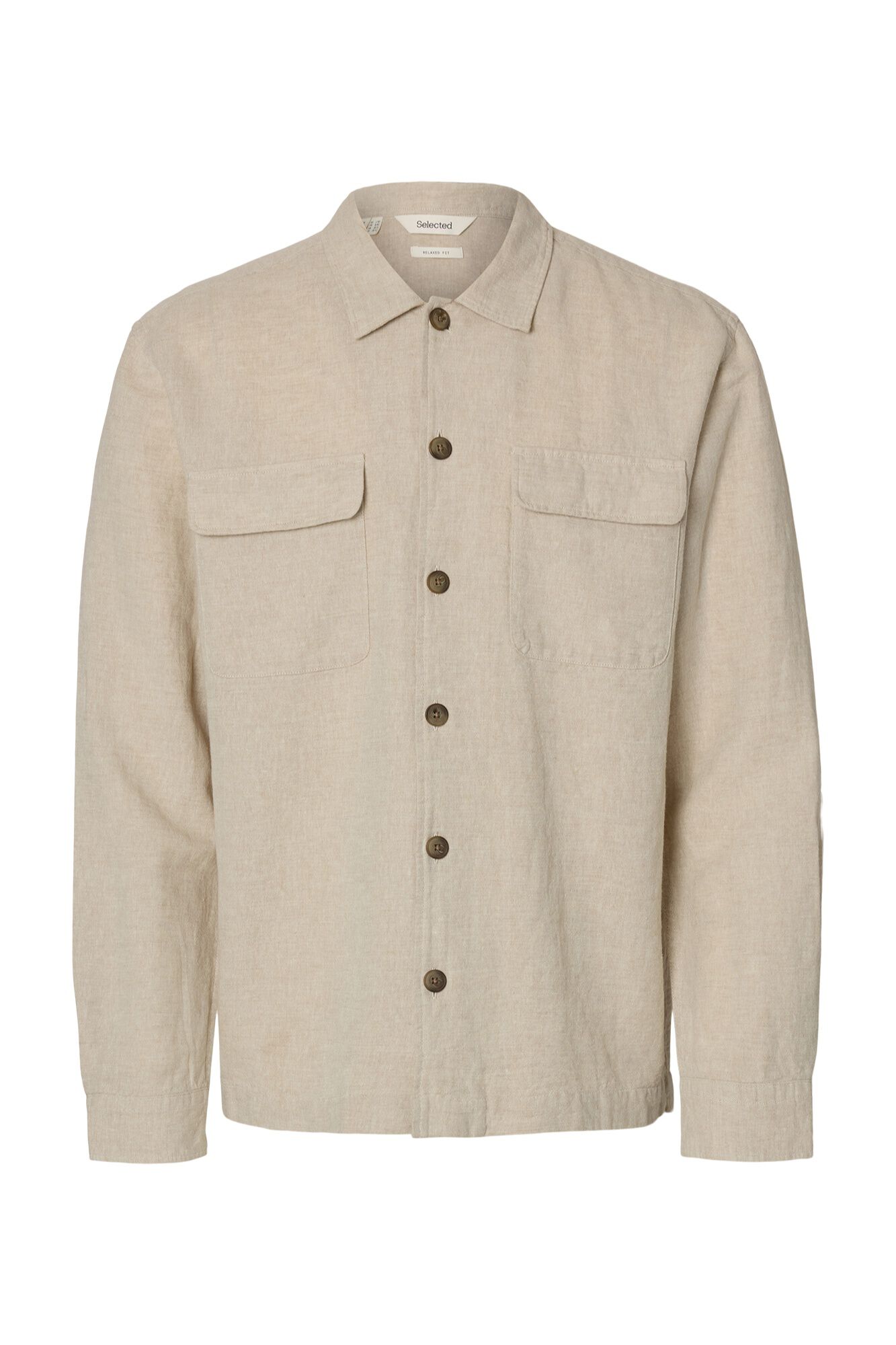 Selected Sobrecamisa em algod&atilde;o e linho