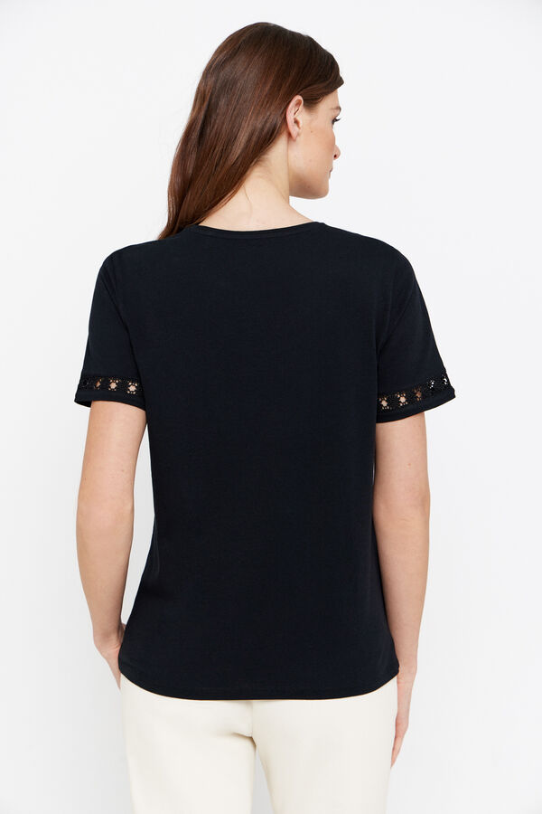 Cortefiel Camiseta cinta floral Negro