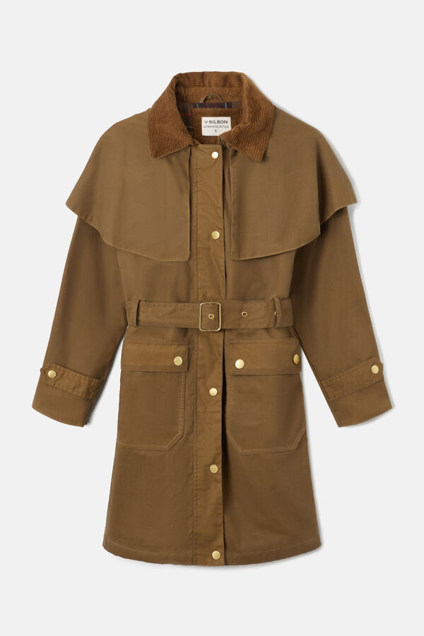 Silbon Long waxed parka Beige