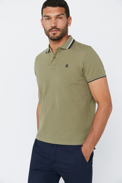 Cortefiel Piqué polo shirt with tipping Pink