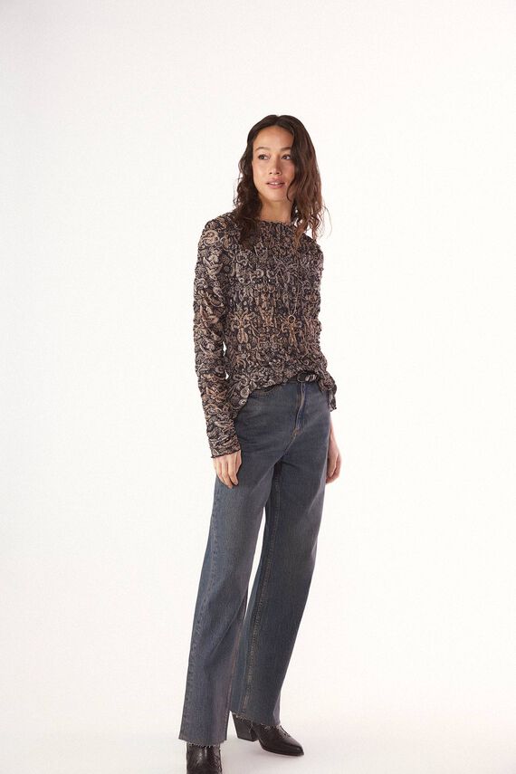 Top frunces estampado