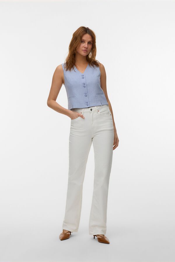 Vero Moda Button-fastening gilet with front slit Blue