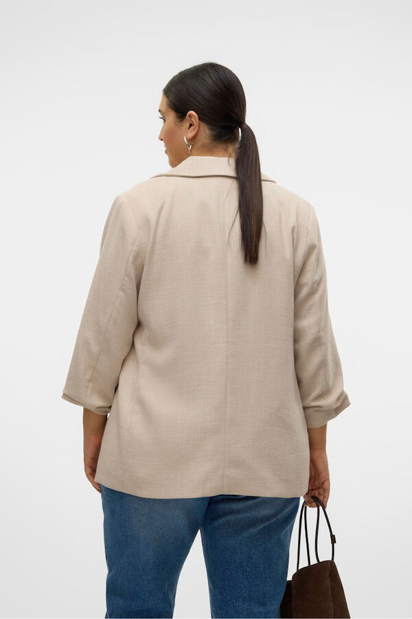 Vero Moda Curve Blazer com manga franzida para tamanhos grandes Tostado