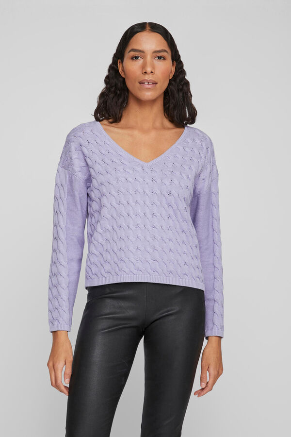 Cortefiel Cable knit jumper Lilac