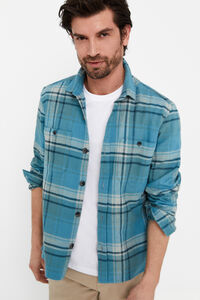 Cortefiel Checked overshirt Green