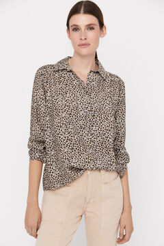 Cortefiel Woven stripe blouse Printed brown