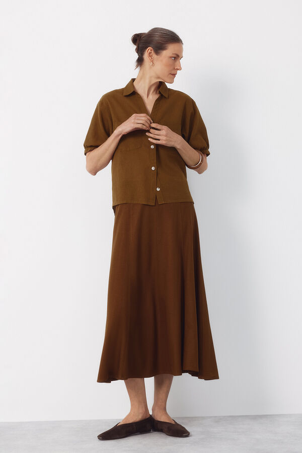 Cortefiel Rustic short sleeve shirt Kaki