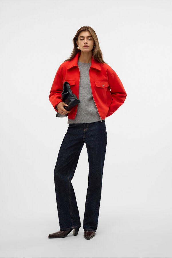 Vero Moda Casaco de feltro de manga comprida  Vermelho
