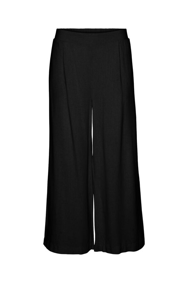 Vero Moda Cal&ccedil;a culotte de linho Preto