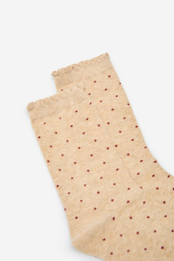 Cortefiel Long mini polka polka-dots socks Nude