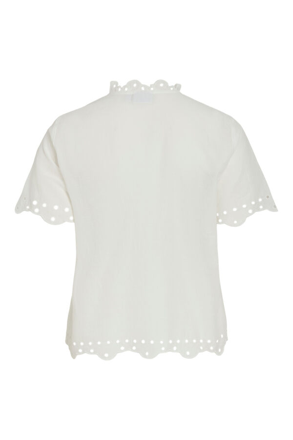 Vila Blusa em algod&atilde;o org&acirc;nico com renda inglesa Branco