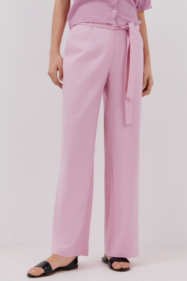 Cortefiel Linen trousers Pink