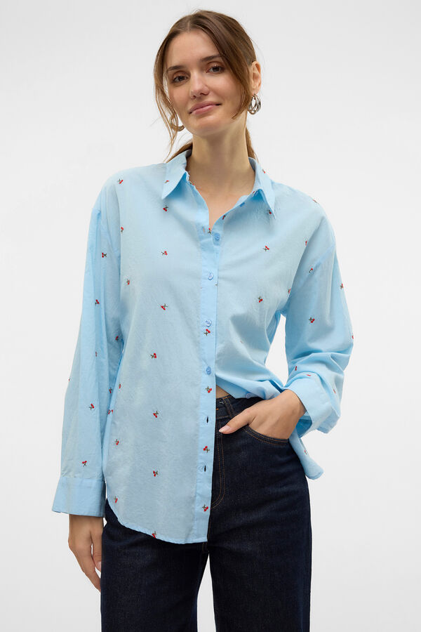 Vero Moda Camisa básica com bordado Azul