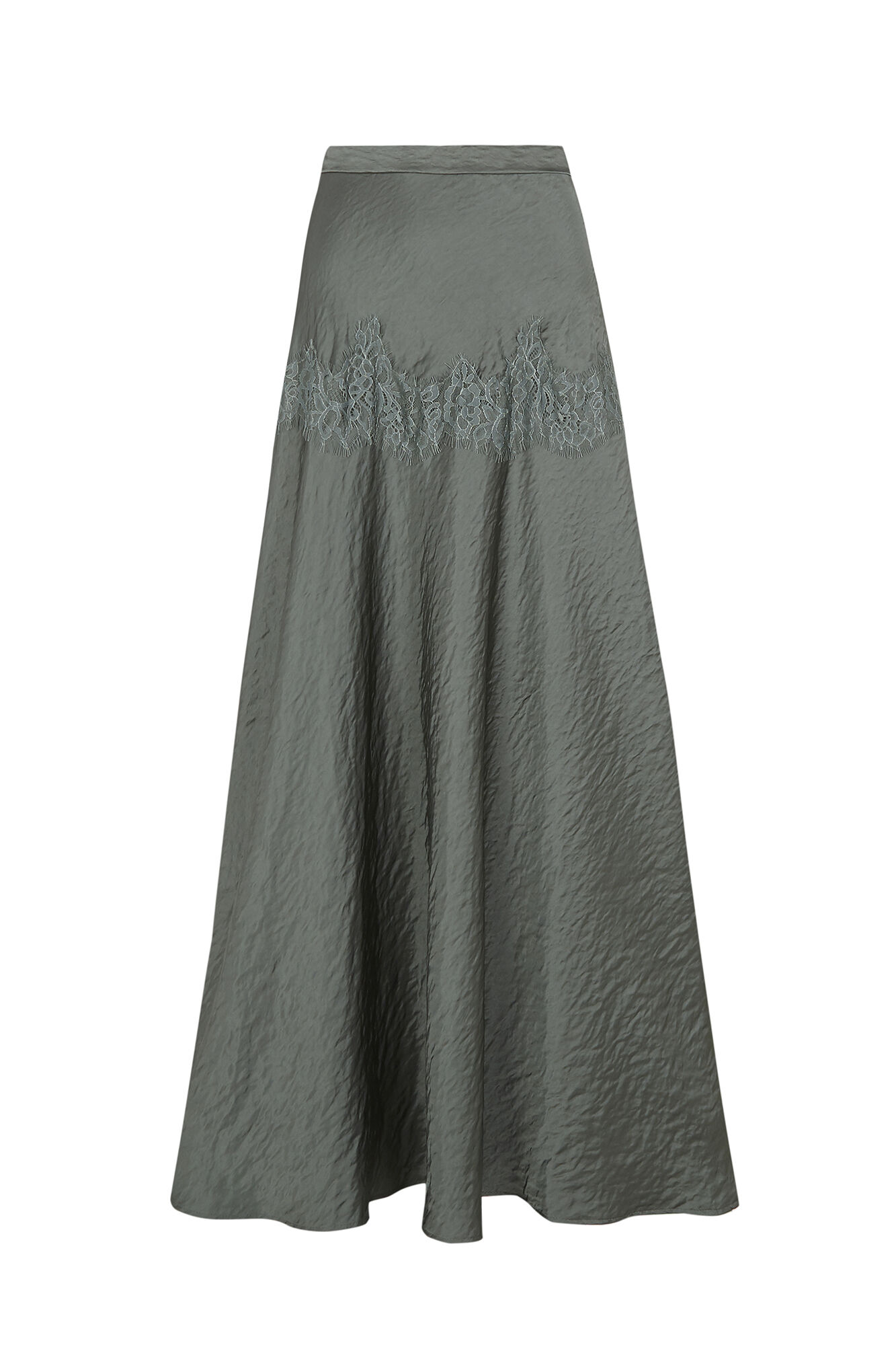Slowlove Falda midi satinada con encaje